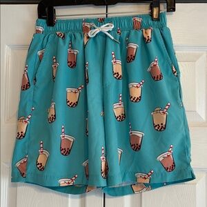 Teal Bubble Tea Patterned Shorts